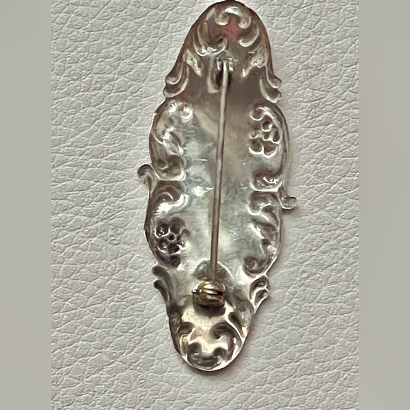 VTG? Antique Ornate Sterling Silver mirror Decorative brooch pin